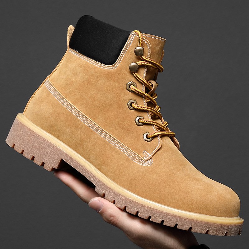 Rhubarb boots men's mid-tube boots trend middle-top Martin boots autumn British tooling men's shoes high-top factory direct sales